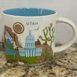 Starbucks Utah Ceramic Mug - White Exterior with Blue Interior